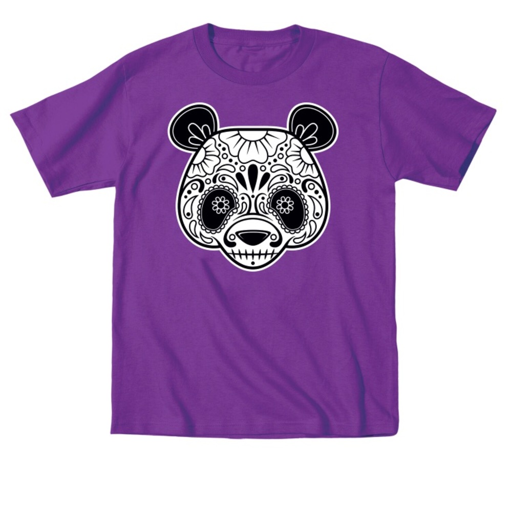 Girls tee - purple sugar skull